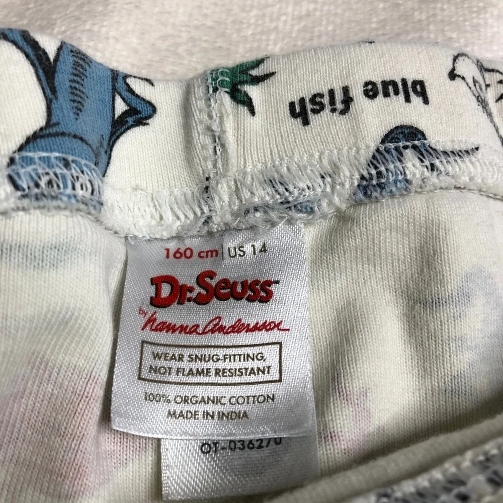 Hanna Andersson Dr. Seuss One Fish Two Fish Organic Cotton Pajamas Kids 14 160cm